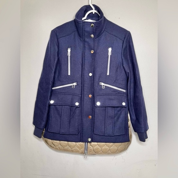 RARE Veronica Beard Halbert Zip Up Wool Blend Quilted Jacket Navy Coat Size S - Picture 3 of 8